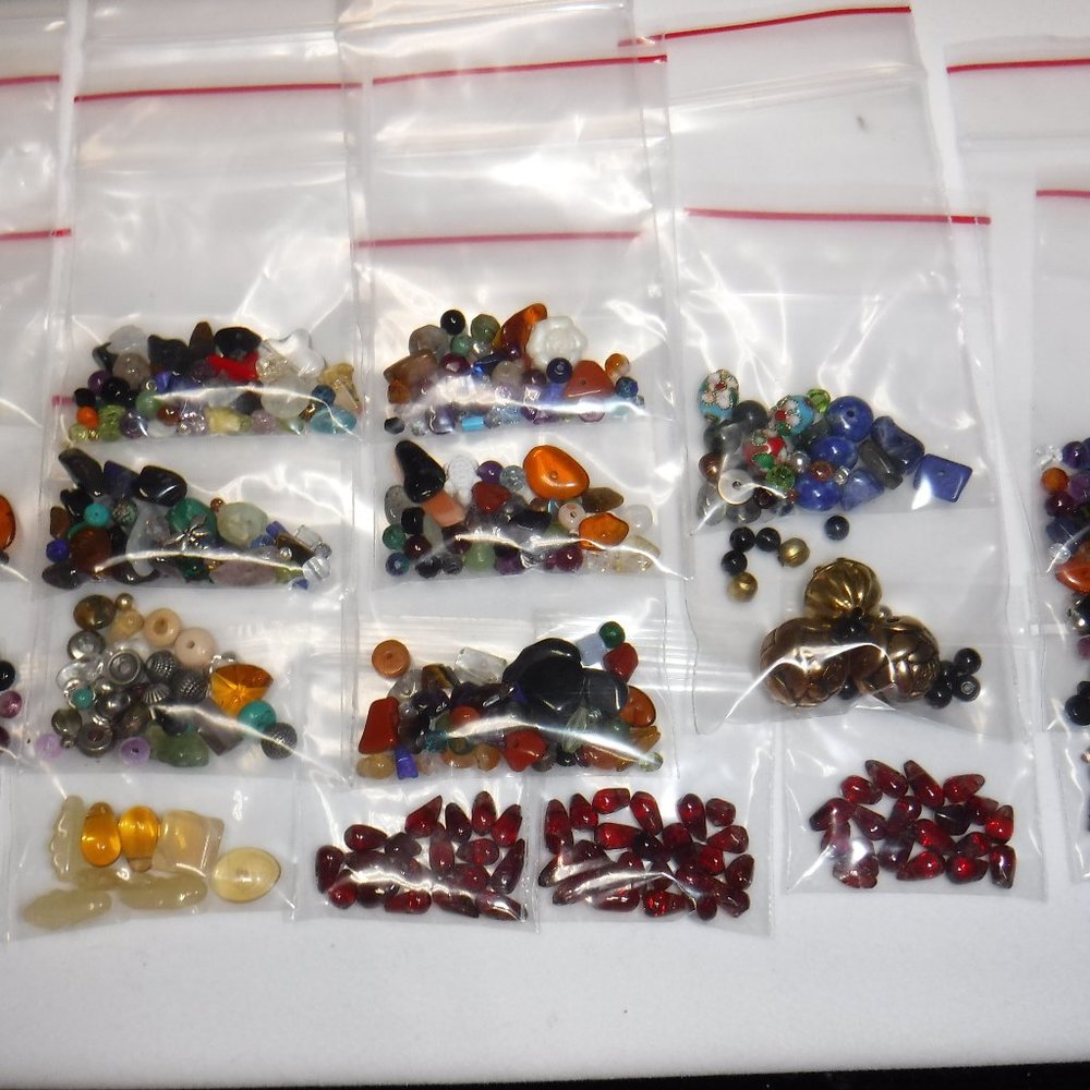 Variety Bead Lot, Bulk, Semi-Precious Stones, 4 oz